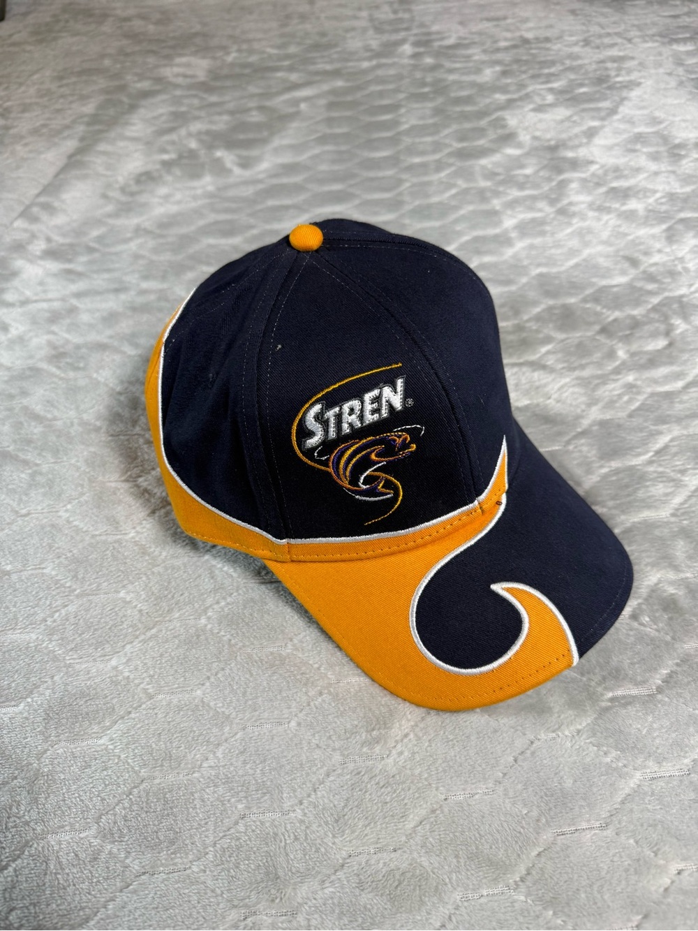 STREN Fishing‎ Line Outdoor Cap Hat Navy Orange Adjustable Embroidered New